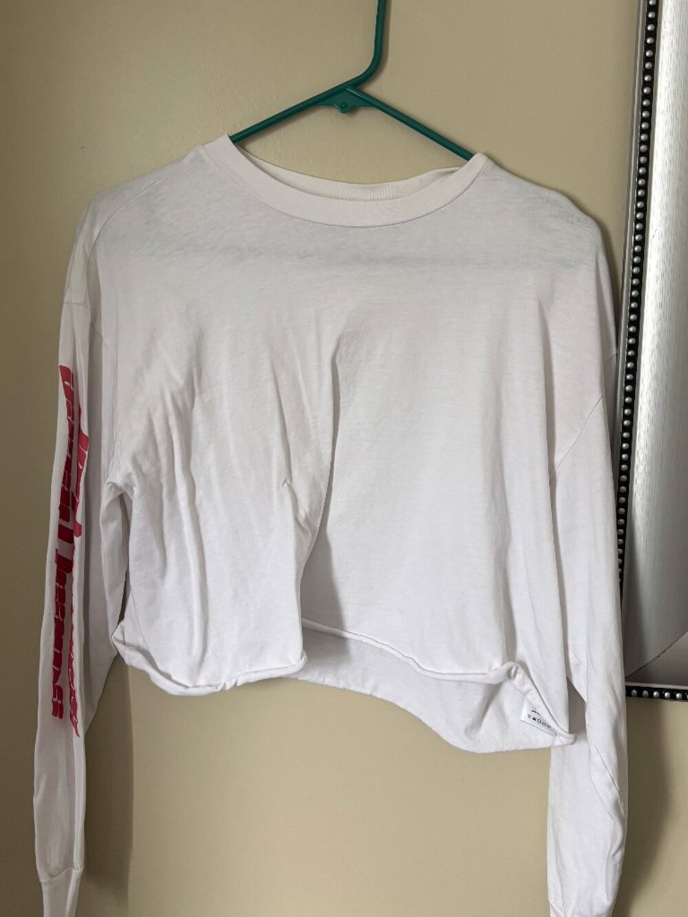 TNA white long sleeve top cropped